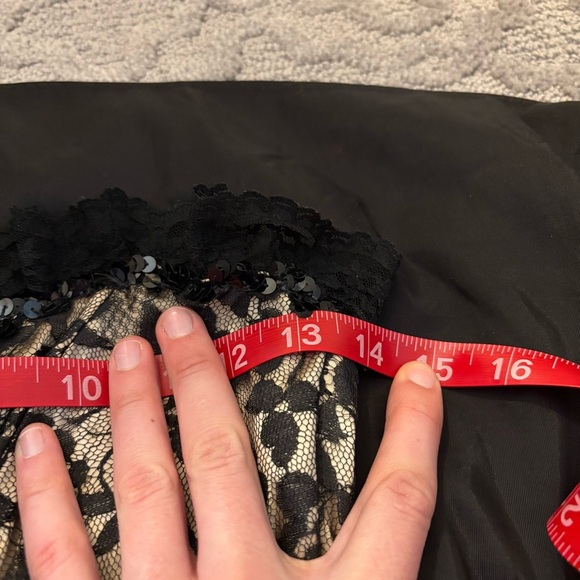 Vintage Gunne Sax Black Gold Dark Floral Lace Strapless Prom Dress Gown Goth - Picture 14 of 16